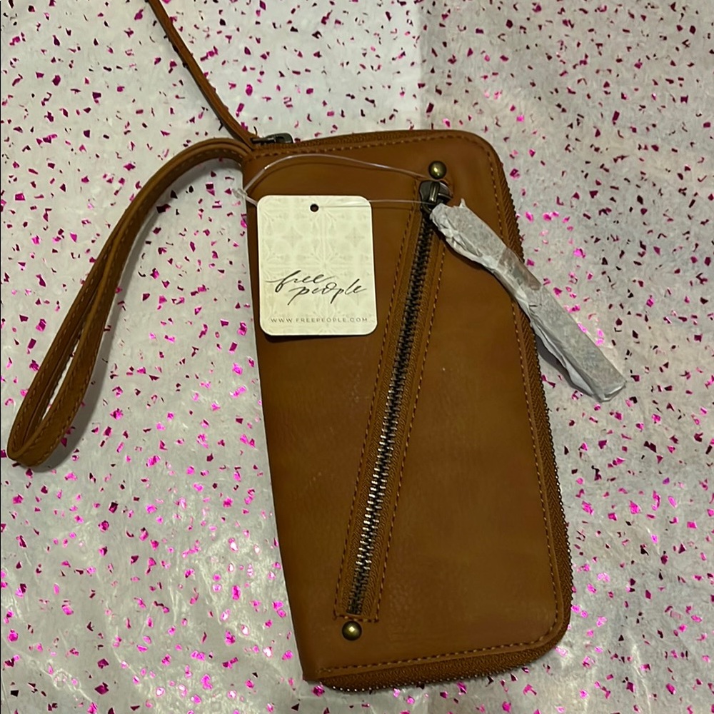 Free People Brown Wristlet Bag